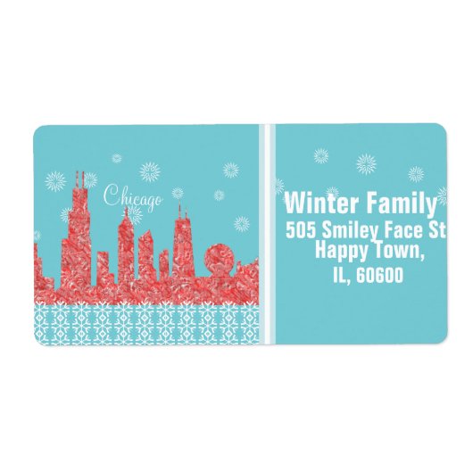 Versandadressen-Etiketten von WInter Chicago Skyli (Vorne)
