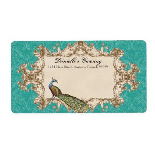 Versandmarken - Aquamarine Vintage Pfau- und Etchi (Vorne)