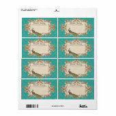 Versandmarken - Aquamarine Vintage Pfau- und Etchi (Vorne)