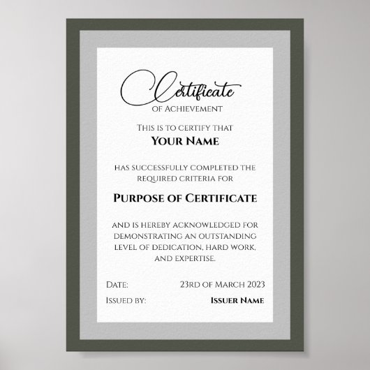 Versatile Achievement Certificate Template Poster (Vorne)