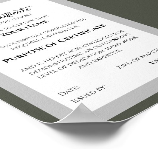 Versatile Achievement Certificate Template Poster (Ecke)