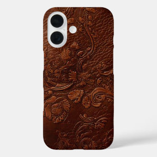 Versatile Brown Leather Look Travel iPhone 16 Hülle
