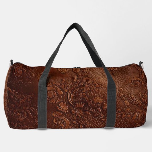 Versatile Brown Leather Look Travel Duffel Bag Duffle Bag (Vorderseite)