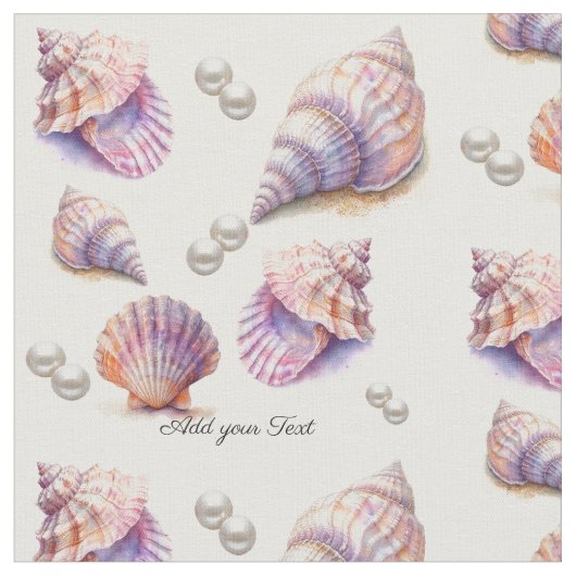 Versatile Coastal Seashells Nautical Theme Stoff (Nahaufnahme)