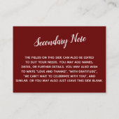 Versatile Custom Simple DIY Wedding Burgundy Red Begleitkarte (Rückseite)
