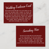 Versatile Custom Simple DIY Wedding Burgundy Red Begleitkarte (Vorne/Hinten)
