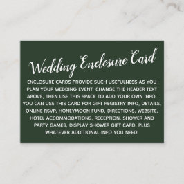 Versatile Custom Simple DIY Wedding Dark Evergreen Begleitkarte