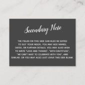 Versatile Custom Simple DIY Wedding Dunkelgrau Begleitkarte (Rückseite)