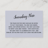 Versatile Custom Simple DIY Wedding Dusty Blue Begleitkarte (Rückseite)