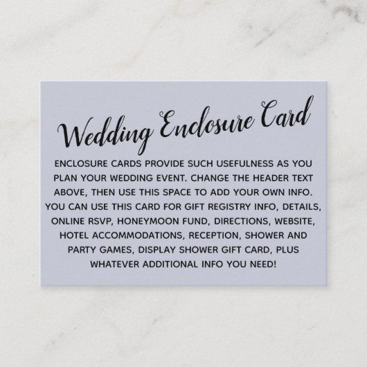 Versatile Custom Simple DIY Wedding Dusty Blue Begleitkarte (Vorderseite)
