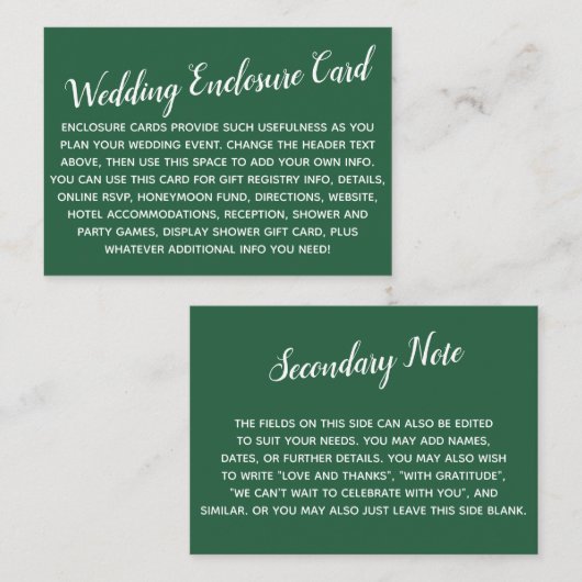 Versatile Custom Simple DIY Wedding Leaf Green Begleitkarte (Vorne/Hinten)