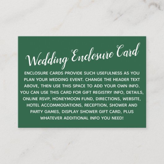 Versatile Custom Simple DIY Wedding Leaf Green Begleitkarte (Vorderseite)