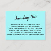 Versatile Custom Simple DIY Wedding Lightest Aqua Begleitkarte (Rückseite)