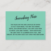 Versatile Custom Simple DIY Wedding Lucite Green Begleitkarte (Rückseite)