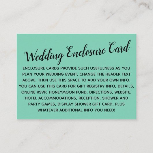 Versatile Custom Simple DIY Wedding Lucite Green Begleitkarte (Vorderseite)