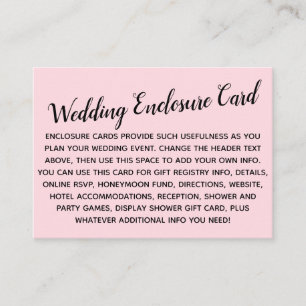 Versatile Custom Simple DIY Wedding Pastel Pink Begleitkarte