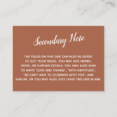 Versatile Custom Simple DIY Wedding Terracotta Begleitkarte (Rückseite)