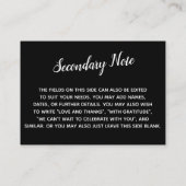 Versatile Custom Simple DIY Wedding White on Black Begleitkarte (Rückseite)