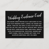 Versatile Custom Simple DIY Wedding White on Black Begleitkarte (Vorderseite)