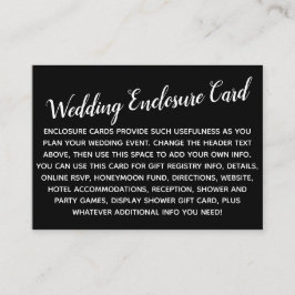 Versatile Custom Simple DIY Wedding White on Black Begleitkarte