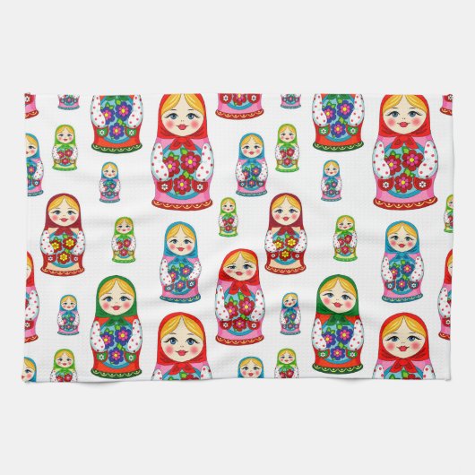 Verschachtelungspuppenmuster Geschirrtuch (Horizontal)