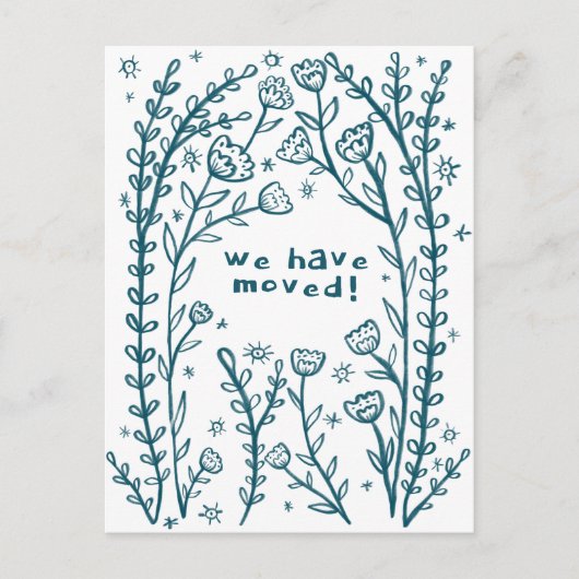 Verschieben der Ankündigung Blumenrahmen Sketch Do Postkarte (Vorderseite)