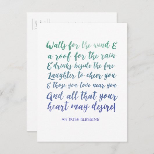 Verschieben der Ankündigung Irish Sessing Postcard (Vorne/Hinten)