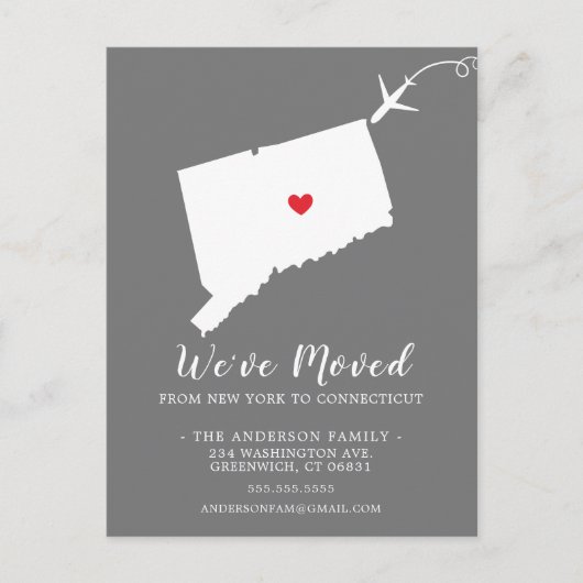 Verschieben der Ankündigungs-Staat-Anschlusskarte Postkarte (Vorderseite)