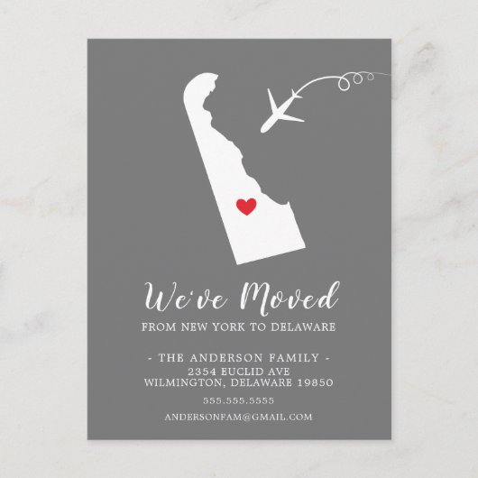 Verschieben der Staat-Ankündigung DELAWARE-Postkar Postkarte (Vorderseite)