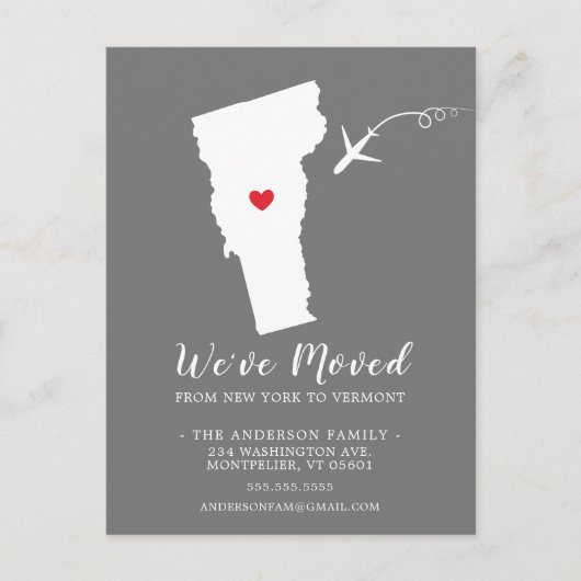 Verschieben des Announcement-Staat VERMONT Postkar Postkarte (Vorderseite)