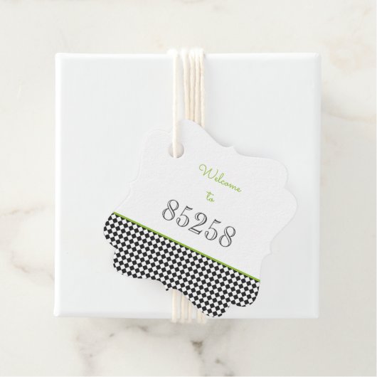 Verschieben neuer Zuhause Zip Code Begrüßungsmarke Geschenkanhänger (Beispiel)