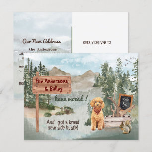 Verschieben von Goldendoodle Welpe Woods neue Adre Ankündigungspostkarte