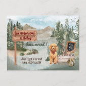 Verschieben von Goldendoodle Welpe Woods neue Adre Ankündigungspostkarte (Vorderseite)