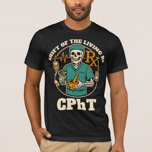 Verschiebung des lebenden Rx CPhT Pharmacy Hallowe T-Shirt (Vorderseite)