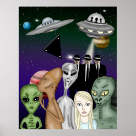 Verschiedene Alien Art, UFO, Planeten Artwork Poster