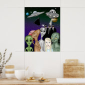 Verschiedene Alien Art, UFO, Planeten Artwork Poster (Küche)