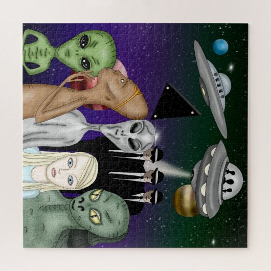 Verschiedene Alien Art, UFO, Planeten Artwork Puzzle (Horizontal)