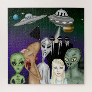 Verschiedene Alien Art, UFO, Planeten Artwork Puzzle