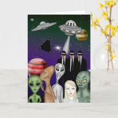 Verschiedene Alien Arten, UFO, Planeten Personalis Karte (Gelbe Blume)