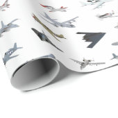 Verschiedene amerikanische Militärflugzeuge Geschenkpapier (Rolleneckpunkt)