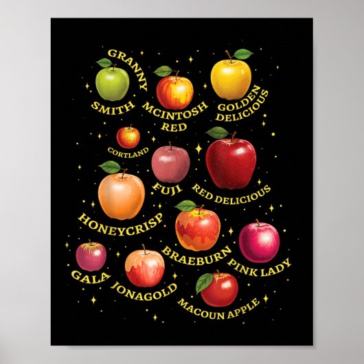 Verschiedene Apfelsorten Apfelvarianten Apfelbild Poster (Vorne)