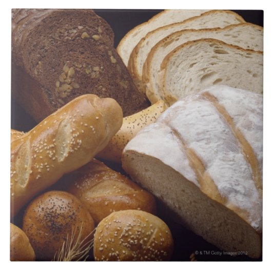 Verschiedene Arten des Handwerkerbrotes Fliese (Vorderseite)