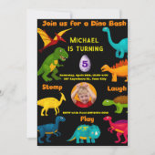 Verschiedene Arten von farbenfrohen Dinosauriern Einladung (Vorderseite)