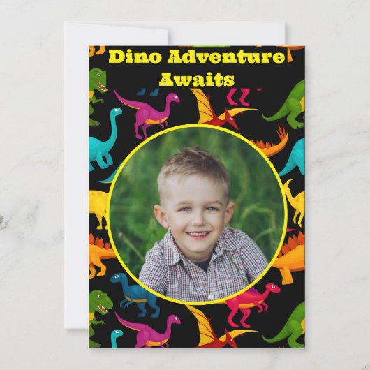Verschiedene Arten von farbenfrohen Dinosauriern Einladung (Rückseite)
