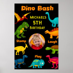 Verschiedene Arten von farbenfrohen Dinosauriern Poster