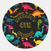 Verschiedene Arten von farbenfrohen Dinosauriern Runder Aufkleber (Vorderseite)