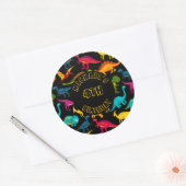 Verschiedene Arten von farbenfrohen Dinosauriern Runder Aufkleber (Umschlag)