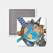 Verschiedene berühmte Orte der Welt Magnet (Vorderseite/Rückseite)