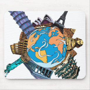 Verschiedene berühmte Orte der Welt Mousepad