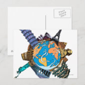 Verschiedene berühmte Orte der Welt Postkarte (Vorne/Hinten)